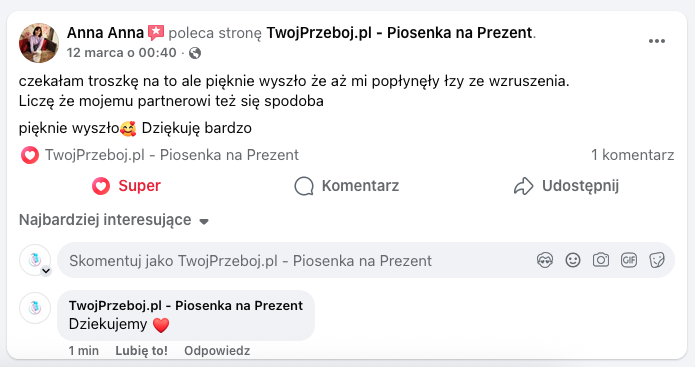 Opinia klienta 1